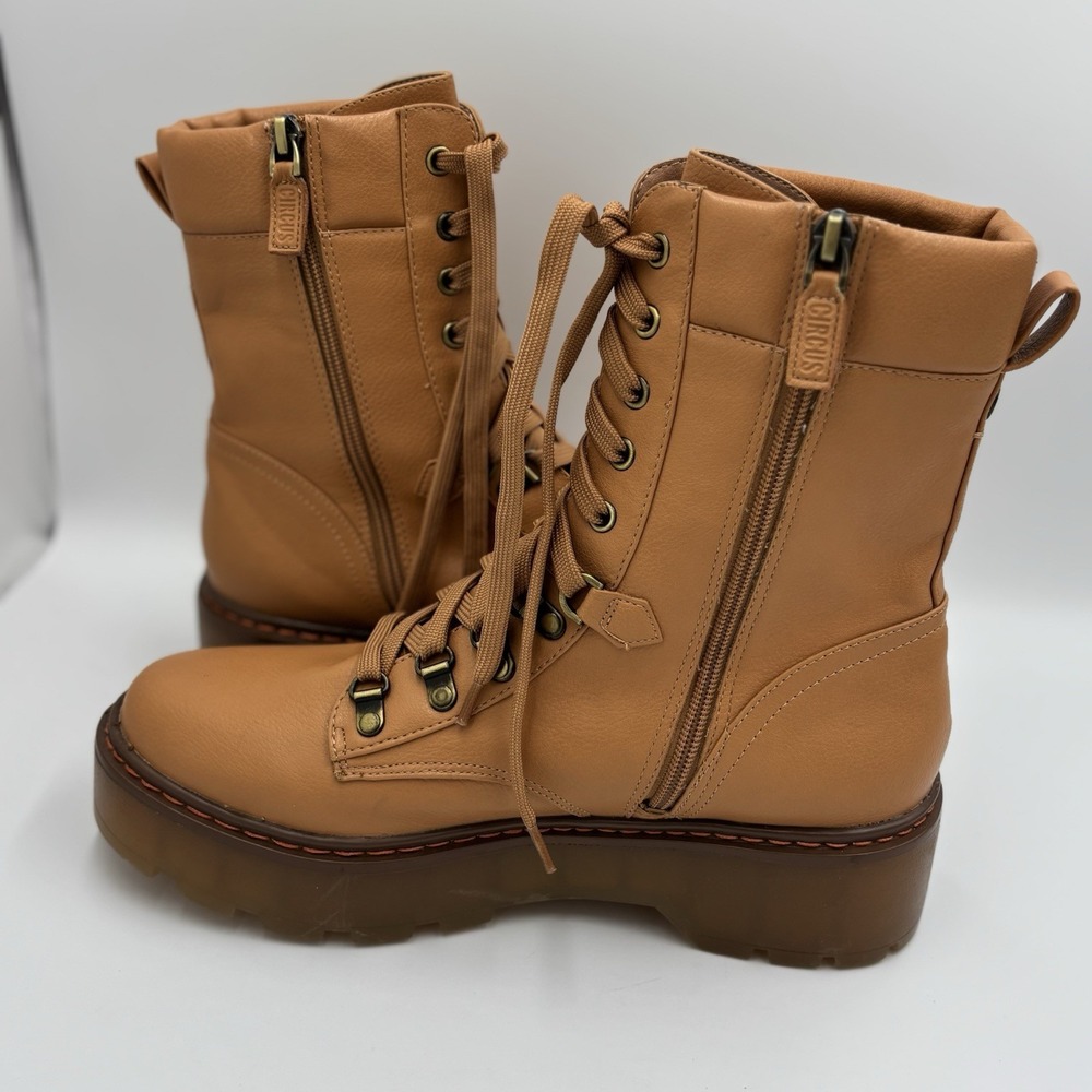 Sam Edelman Circus Vegan Combat Moto Boot Size 10 Camel Brown Tan‎ - Picture 5 of 9